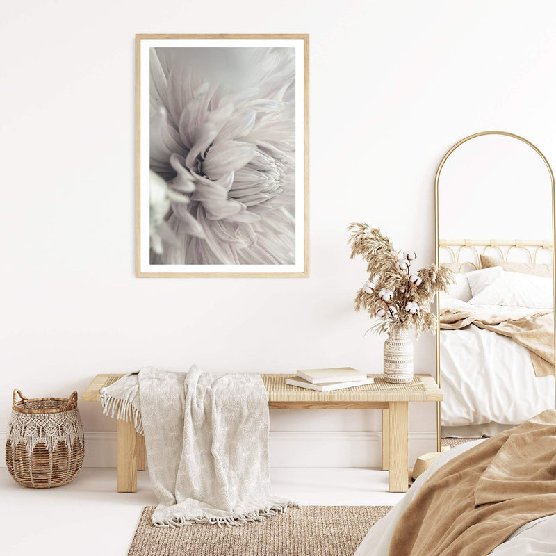 Ivory Dahlia Flower-Boho Abode-Art Print,blooms,Bohemian,Boho,Canvas,cream,dahlia,dahlia flower,floral,flower,Framed Print,ivory,neutral,portrait,Print,scandi,white