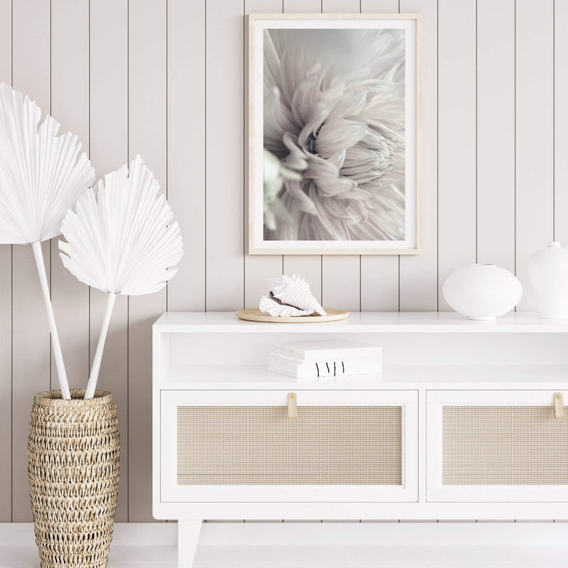 Ivory Dahlia Flower-Boho Abode-Art Print,blooms,Bohemian,Boho,Canvas,cream,dahlia,dahlia flower,floral,flower,Framed Print,ivory,neutral,portrait,Print,scandi,white