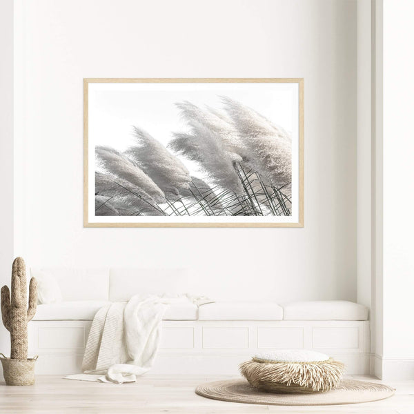 White Pampas Grass-Boho Abode-Art Print,beach,Bohemian,Boho,Canvas,coastal,Framed Print,grass,landscape,Neutral,pampas grass,Print,tall grass,white