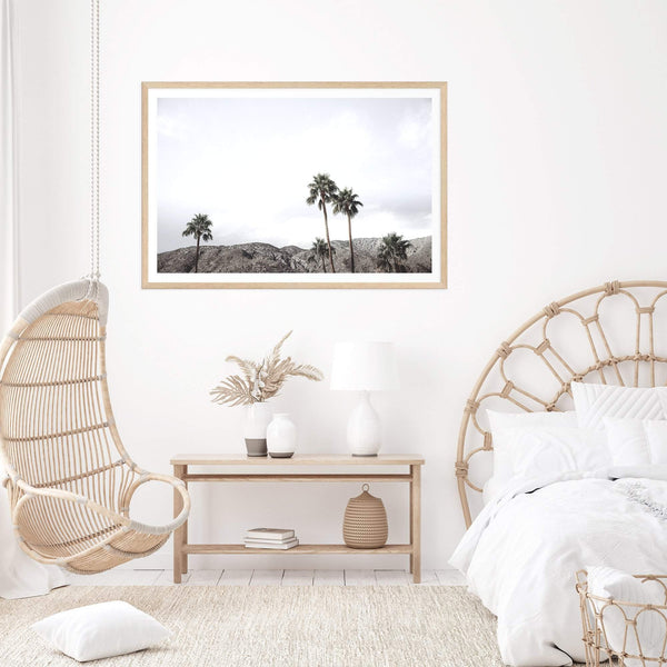 Palm Springs Palm Trees-Boho Abode-Art Print,blue,Bohemian,Boho,california,californian,Californian desert,Canvas,desert,Framed Print,joshua tree,landscape,mountain,mountian,neutral,palm springs,palm tree,palms,Print,sky