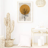 Abstract Winter Sun-Boho Abode-abstract,Art Print,autumn,beige,blush,Bohemian,Boho,Canvas,Framed Print,mustard,Neutral,portrait,Print,silhouette,sun,tree,tree silhouette,winter,winter sun