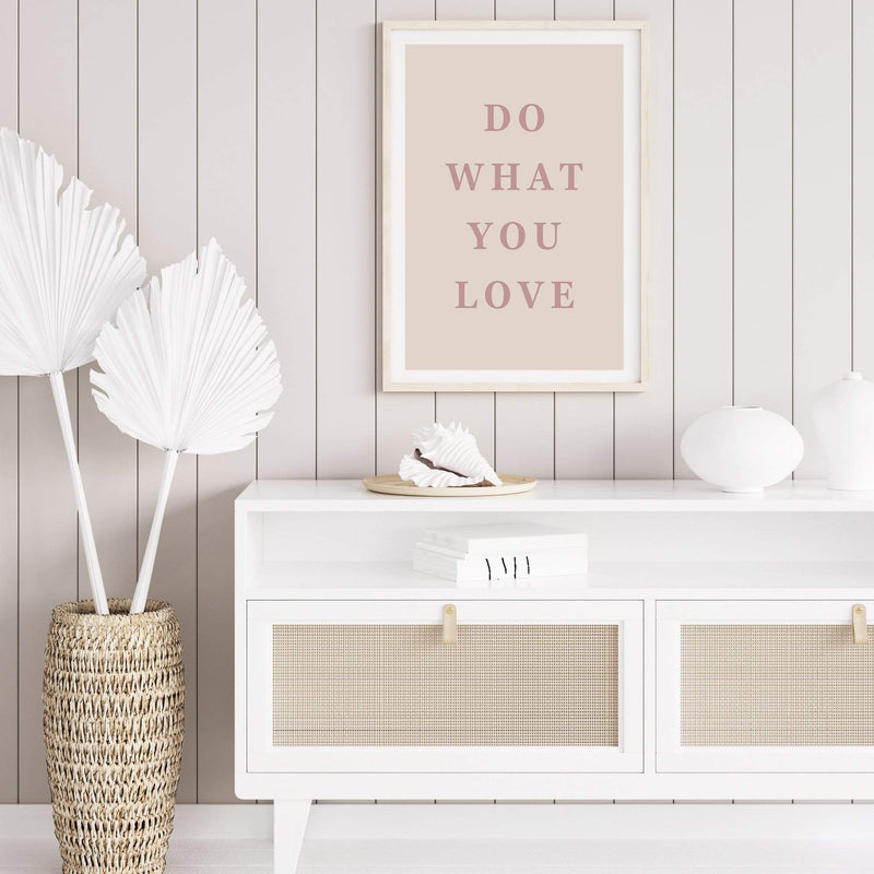 Do What You Love | Quote-Boho Abode-Art Print,beige,blush,Bohemian,Boho,Canvas,do what you love,Framed Print,love,neutral,phrase,pink,portrait,Print,quote,text