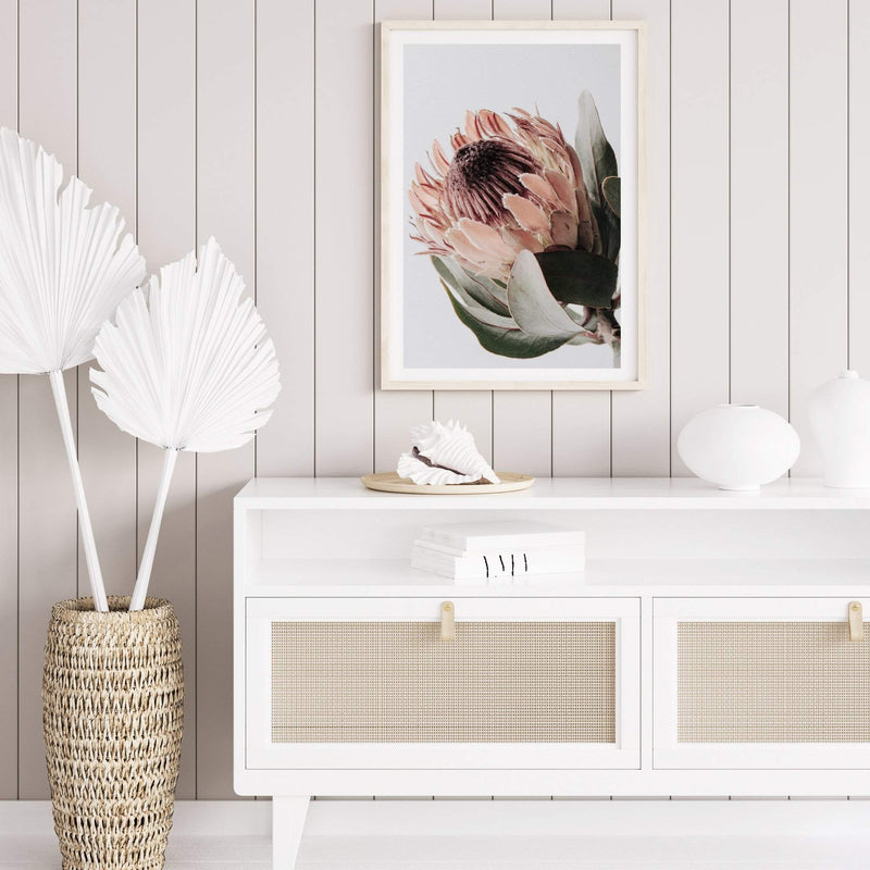 Protea Flower-Boho Abode-Art Print,blooms,Bohemian,Boho,Canvas,floral,flower,Framed Print,muted tone,orange,peach,portrait,Print,protea,protea flower,scandi
