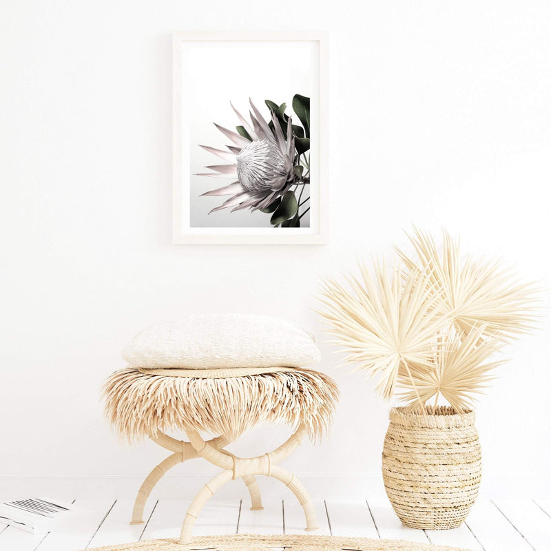 Pink Protea Flower-Boho Abode-Art Print,blooms,blush,Bohemian,Boho,Canvas,floral,flower,Framed Print,pink,portrait,Print,protea,protea flower,scandi