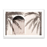 Bohemian Palm Tree Door-Boho Abode-arch,arch door,architecture,Art Print,Bohemian,Boho,Canvas,door,Framed Print,landscape,neutral,palm tree,peach,Print,timber door
