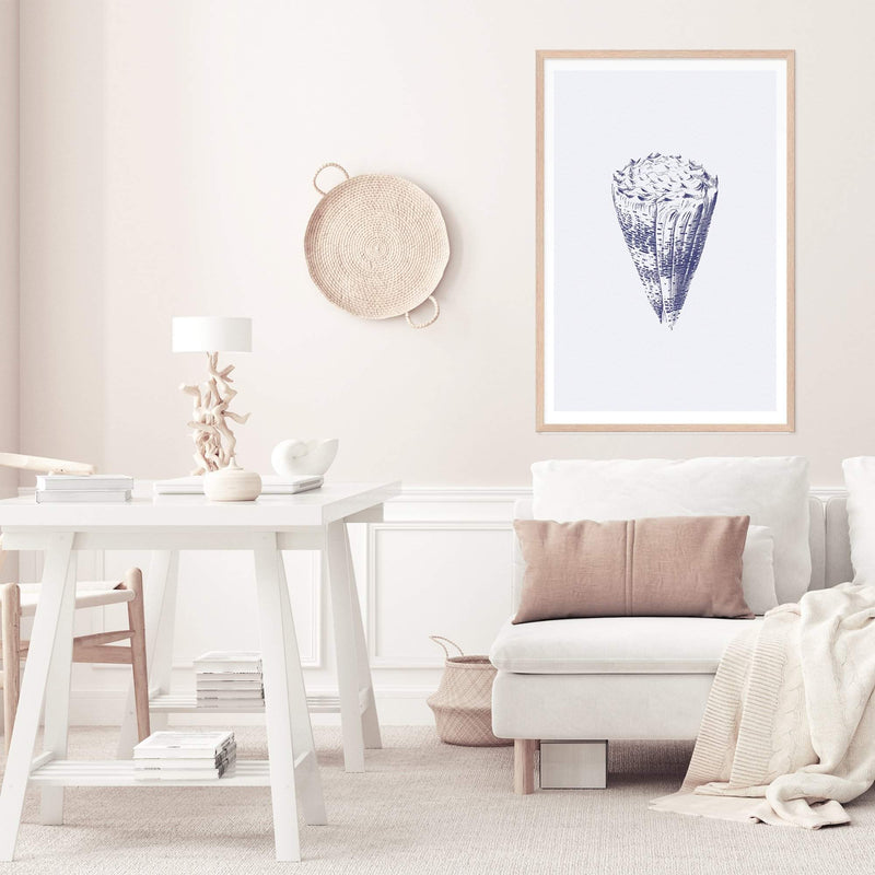 Blue Shell IIII | Hamptons-Boho Abode-Art Print,beach,beach house,blue,blue coral,blue shell,Bohemian,Boho,Canvas,coast,coastal,coral,Framed Print,hamptons,ocean,portrait,Print,shell