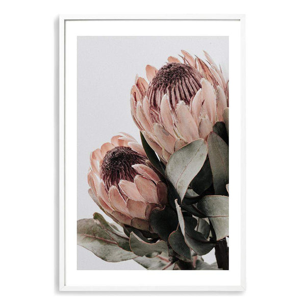 Protea Flowers-Boho Abode-Art Print,blooms,Bohemian,Boho,Canvas,floral,flower,Framed Print,muted tone,orange,peach,portrait,Print,protea,protea flower,scandi