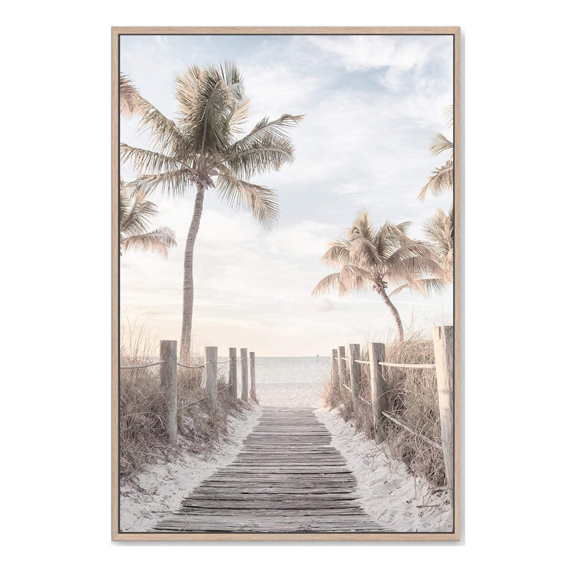 Plam Beach Path-Boho Abode-Art Print,beach,beach entrance,beach grass,blue,Bohemian,Boho,Canvas,coast,coastal,florida,Framed Print,grass,hamptons,keys,ocean,palm,palm beach,palm tree,palm trees,palms,pampas grass,portrait,Print,sand,waves