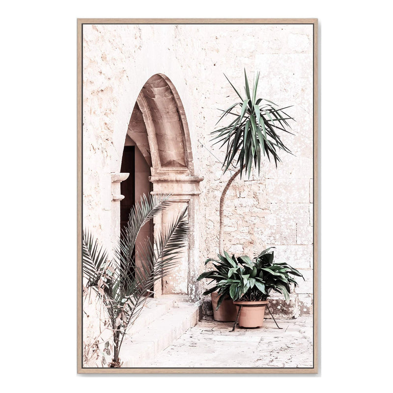 Tuscan Archway-Boho Abode-arch,arch door,architecture,Art Print,blush,Bohemian,Boho,Canvas,door,Framed Print,neutral,palm tree,peach,portrait,Print,timber door,tuscan,tuscan door,tuscan villa,villa
