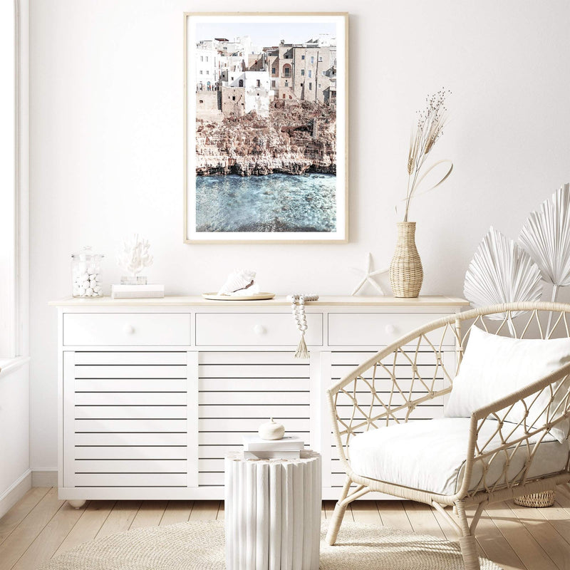 Amalfi Coast Ocean Bliss-Boho Abode-amalfi,amalfi bliss,amalfi city,amalfi coast,architecture,Art Print,bliss,blue,Bohemian,Boho,building,Canvas,city,cliffs,coast,coastal,Framed Print,hamptons,italy,ocean,portrait,Print,waves