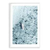 Blue Ocean Bliss-Boho Abode-Art Print,blue,boat,Bohemian,Boho,Canvas,coast,coastal,Framed Print,hamptons,ocean,portrait,Print,water,waves,white boat