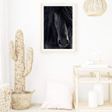 Black Horse-Boho Abode-animal,Art Print,black,Bohemian,Boho,Canvas,Framed Print,horse,horses,palomino,portrait,Print,rustic,stallion