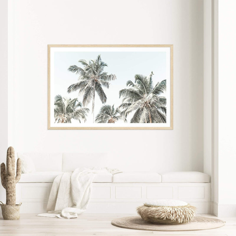Palm Trees-Boho Abode-Art Print,beach,blue,Bohemian,Boho,Canvas,coastal,Framed Print,green,hamptons,landscape,palm,palm trees,palms,Print