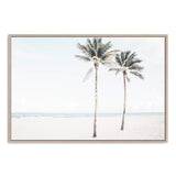 Palms Trees On The Beach-Boho Abode-Art Print,beach,blue,Bohemian,Boho,Canvas,coastal,Framed Print,green,hamptons,landscape,palm,palm trees,palms,Print