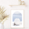 Santorini Urn Arch-Boho Abode-Art Print,blue,Bohemian,Boho,Canvas,Coastal,Framed Print,greek,portrait,pot,Print,santorini,urn,white