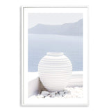 Santorini Urn-Boho Abode-Art Print,blue,Bohemian,Boho,Canvas,Coastal,Framed Print,greek,portrait,pot,Print,santorini,urn,white