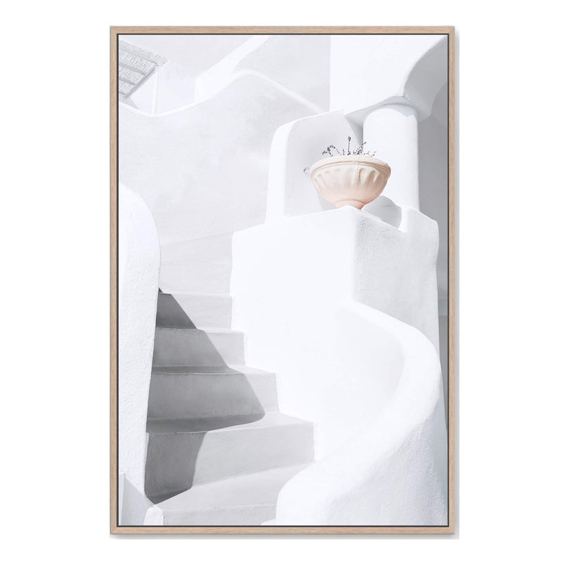 Santorini Stairs-Boho Abode-Art Print,blue,Bohemian,Boho,Canvas,Coastal,Framed Print,greek,portrait,Print,santorini,stairs,white
