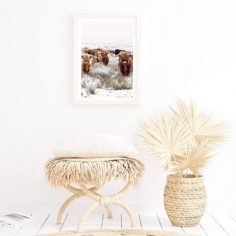 Highland Cattle-Boho Abode-Art Print,Bohemian,Boho,bull,Canvas,cow,Framed Print,highland bull,highland cattle,Highland cow,portrait,Print,rustic,tan