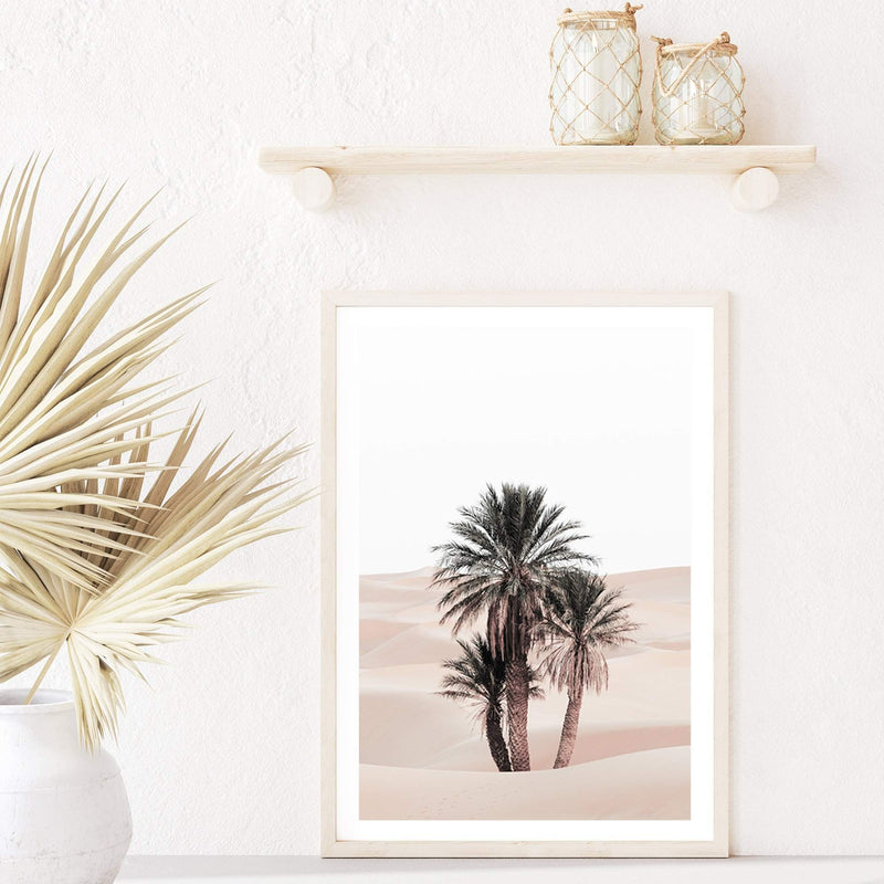 Desert Palms-Boho Abode-Art Print,beige,blush',Bohemian,Boho,Canvas,desert,desert dunes,desert sand,dunes,Framed Print,moroccan,morocco,neutral,palm,palm tree,palm trees,palms,peach,portrait,Print,sand,sand dunes