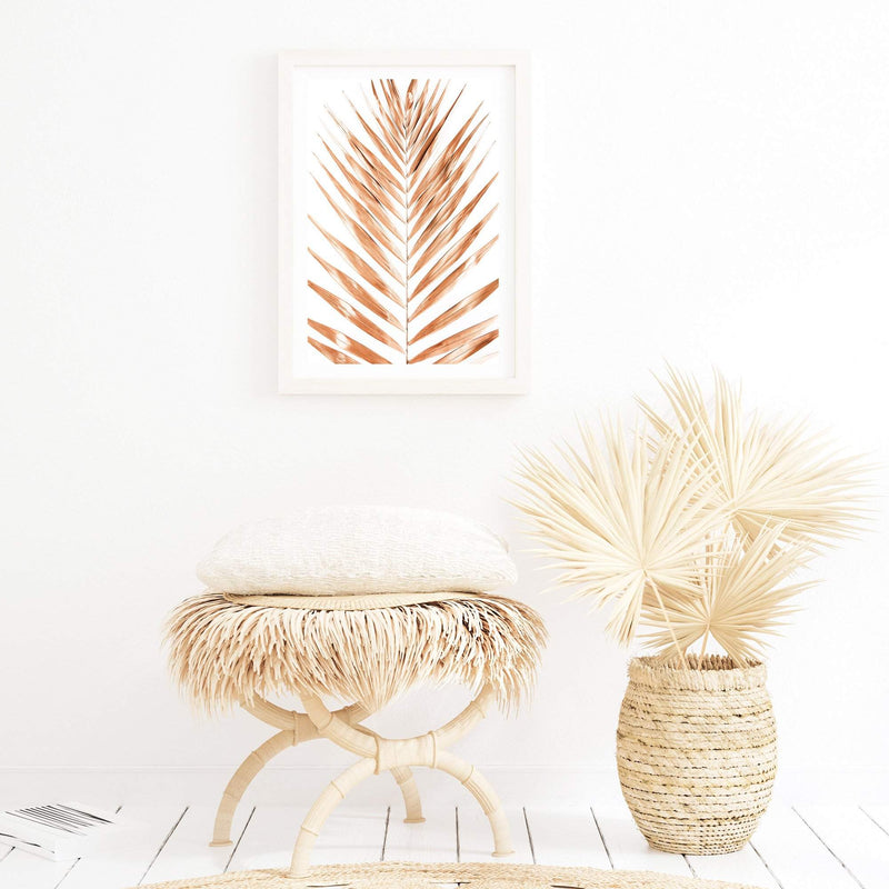 Gold Palm Leaf-Boho Abode-Art Print,blush,Bohemian,Boho,Canvas,dried,dried leaves,Framed Print,palm leaves,peach,pink,portrait,Print