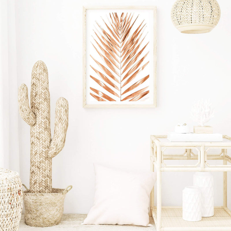 Gold Palm Leaf-Boho Abode-Art Print,blush,Bohemian,Boho,Canvas,dried,dried leaves,Framed Print,palm leaves,peach,pink,portrait,Print