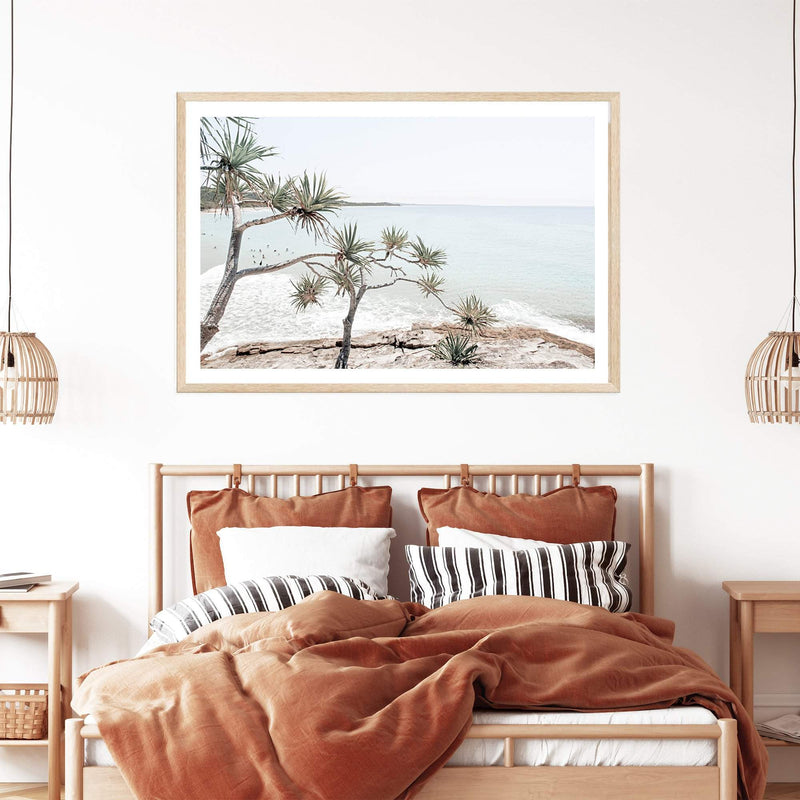 Byron Bay Beach Views-Boho Abode-Art Print,australia,australian,australian beach,beach,blue,Bohemian,Boho,byron bay,Canvas,coast,coastal,Framed Print,hamptons,landscape,ocean,pandanus,pandanus tree,paradise,Print,sand,surfer,view,wategos,wategos beach,waves