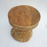 Antique Indian Okhli Carved Stool | Natural #3