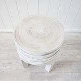 Wren Timber Stool White Wash | Side Table