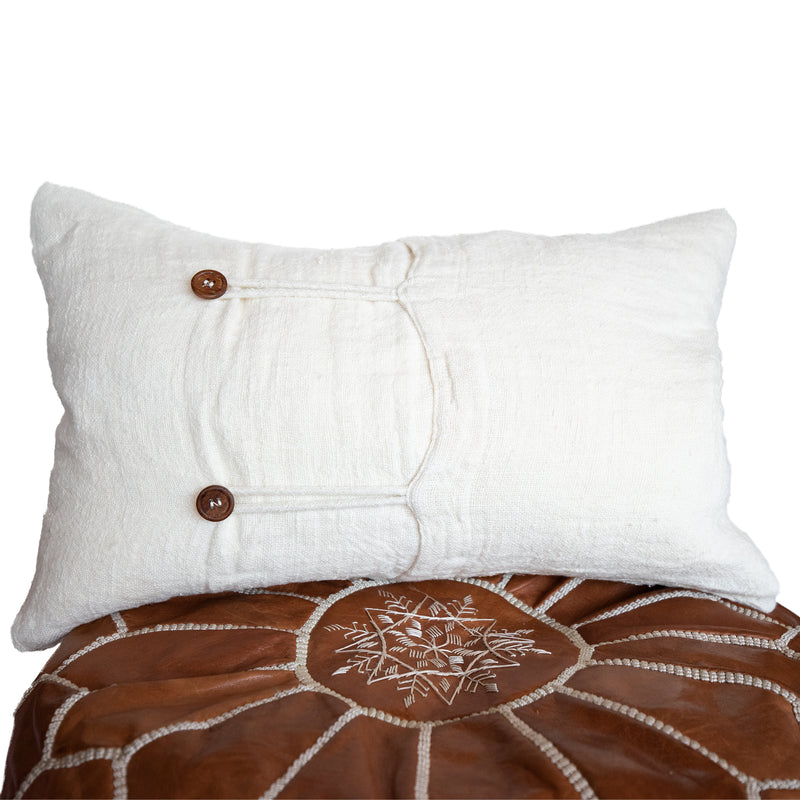 Handloomed Linen Lumbar Cushion | Ivory