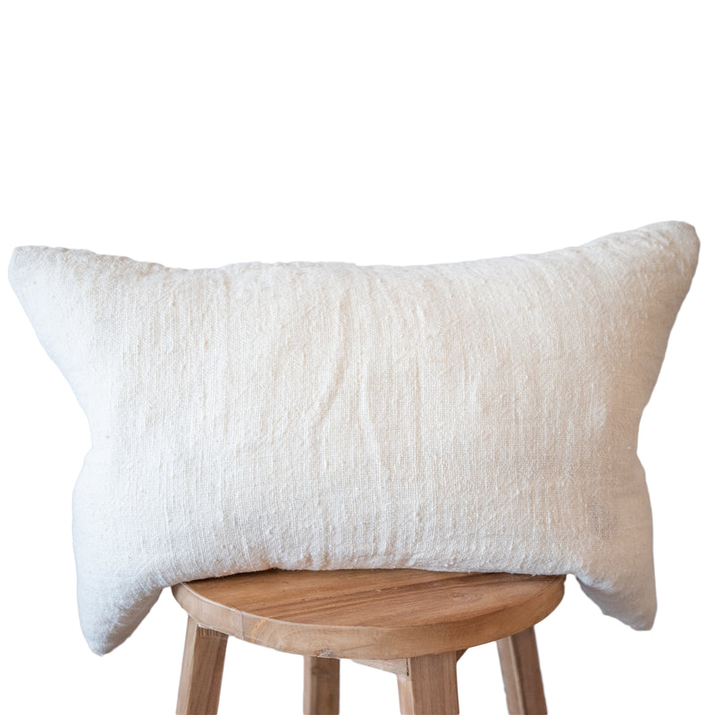 Handloomed Linen Lumbar Cushion | Ivory