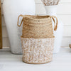 Jute Basket | White Zig Zag