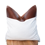 Leather Stripe Cushion | Ivory & Dark Tan