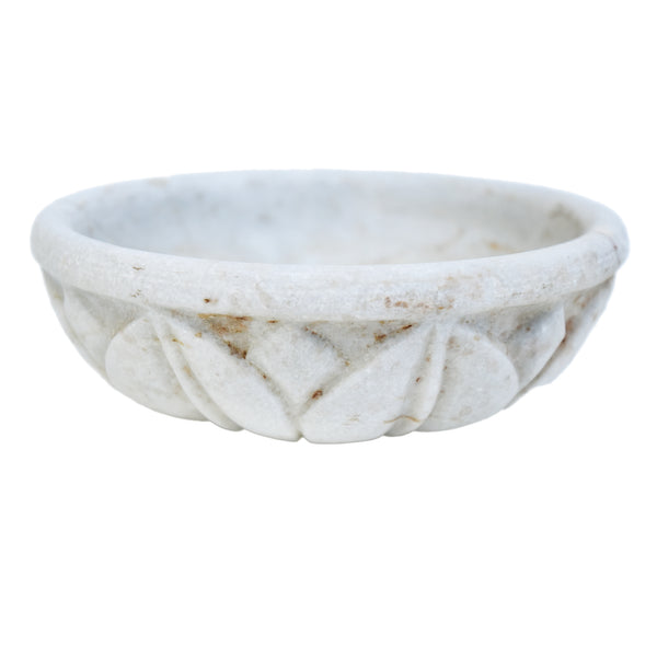 Antique Indian Carved Marble Bowl