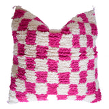 Moroccan Check Wool Cushion | Pink