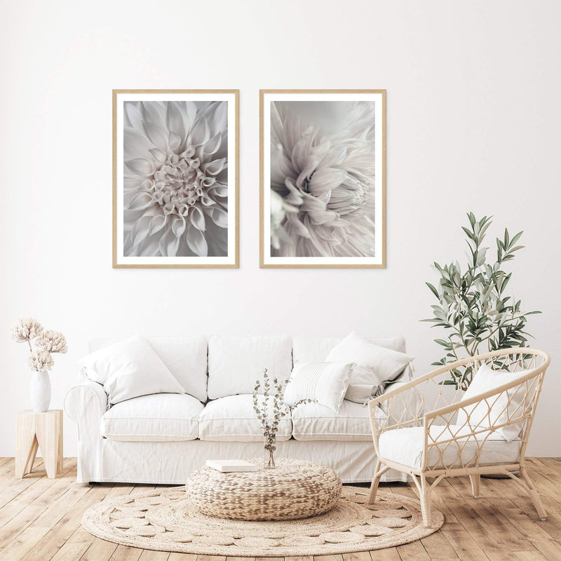 Set Of Two Set Of Two Dahlia Flowers-Boho Abode-Art Print,blush,Bohemian,Boho,Canvas,dahlia,dahlia flower,floral,flower,Framed Print,illustrated,ivory,neutral,portrait,Print,set,sets,white