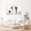 Set Of Two Set Of Two White Island Church Door & Island Palm Tree-Boho Abode-arch door,architectural,architecture,Art Print,Bohemian,Boho,building,Canvas,church,door,Framed Print,illustrated,island,isle,ivory,neutral,palm,palm tree,portrait,Print,set,sets,spain,spanish,spanish church,timber door,white