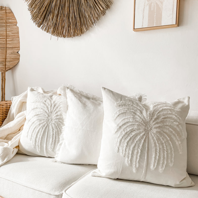 White Palm Cushion