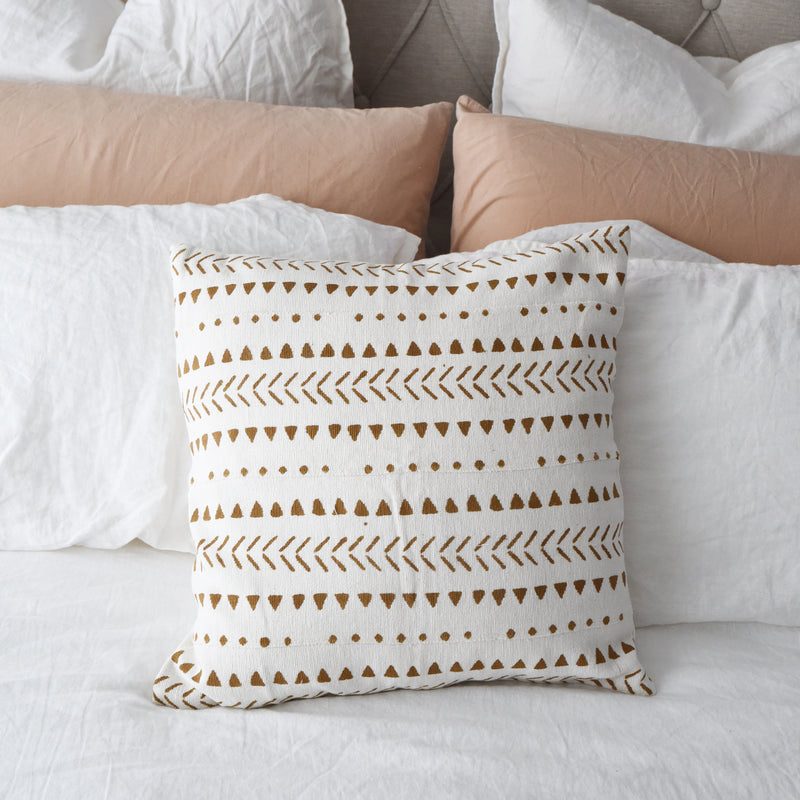 Zara Mud Cloth Cushion | White & Clay