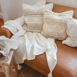Freya Boho Cushion | Natural & White