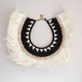 White Beaded Feather Tribal Necklace